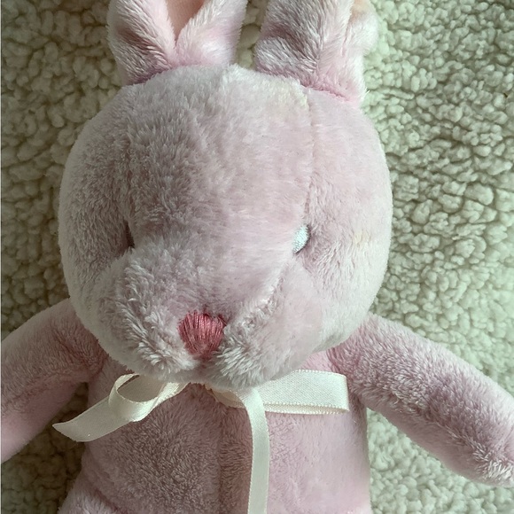 Blankets & Beyond Pink Plush Bunny Rabbit Rattle Embroidered Eyes Stuffed Animal - Picture 8 of 9